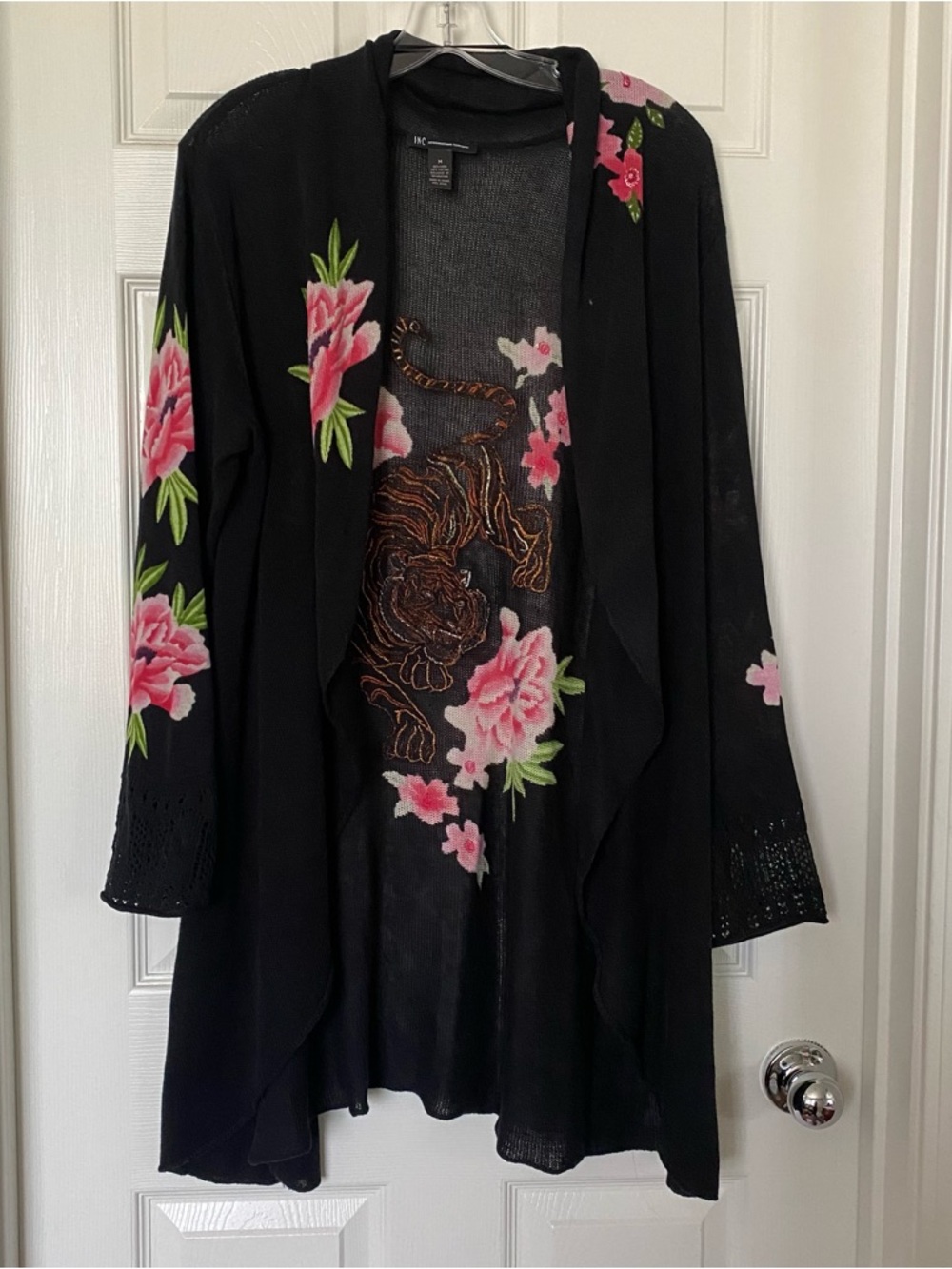 INC International Concepts Black Open-Weave Cardigan